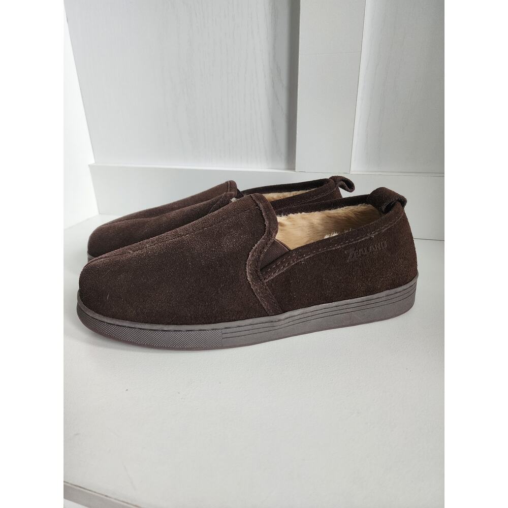 Zealand Zeke Slippers Mens Size 7.5-8.5 Small‎ Brown Leather Upper Slip On